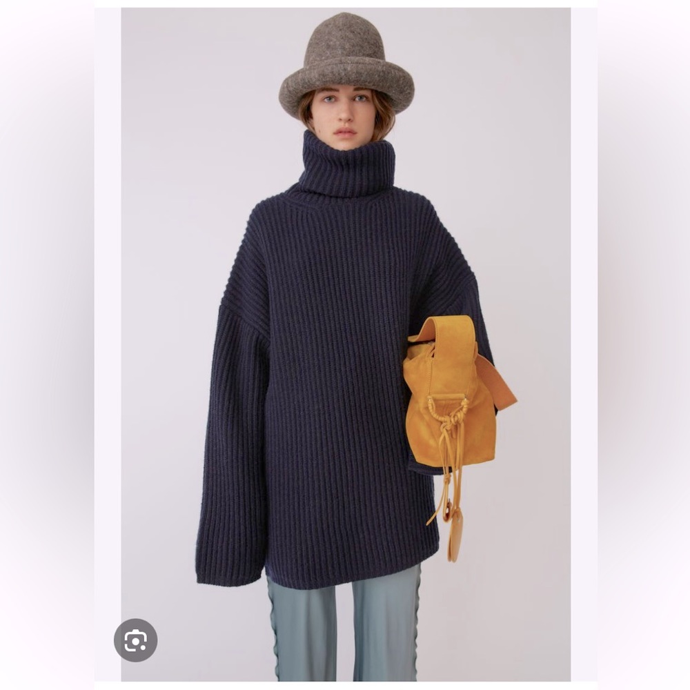 Acne Studios Navy Wool Knit Turtleneck Sweater